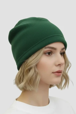 Купить шапку Руби флисовую однослойную взрослую, однотонную хаки