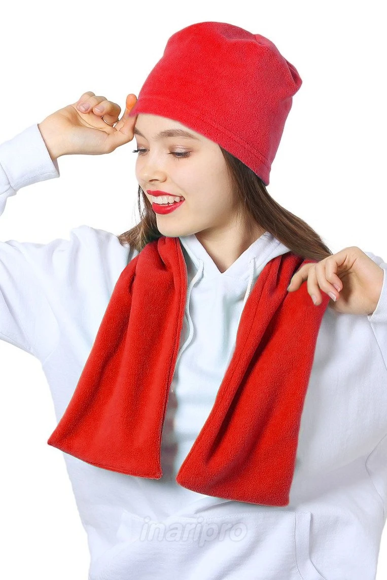 Шапка Вайт флисовая однослойная взрослая, однотонная красная#1