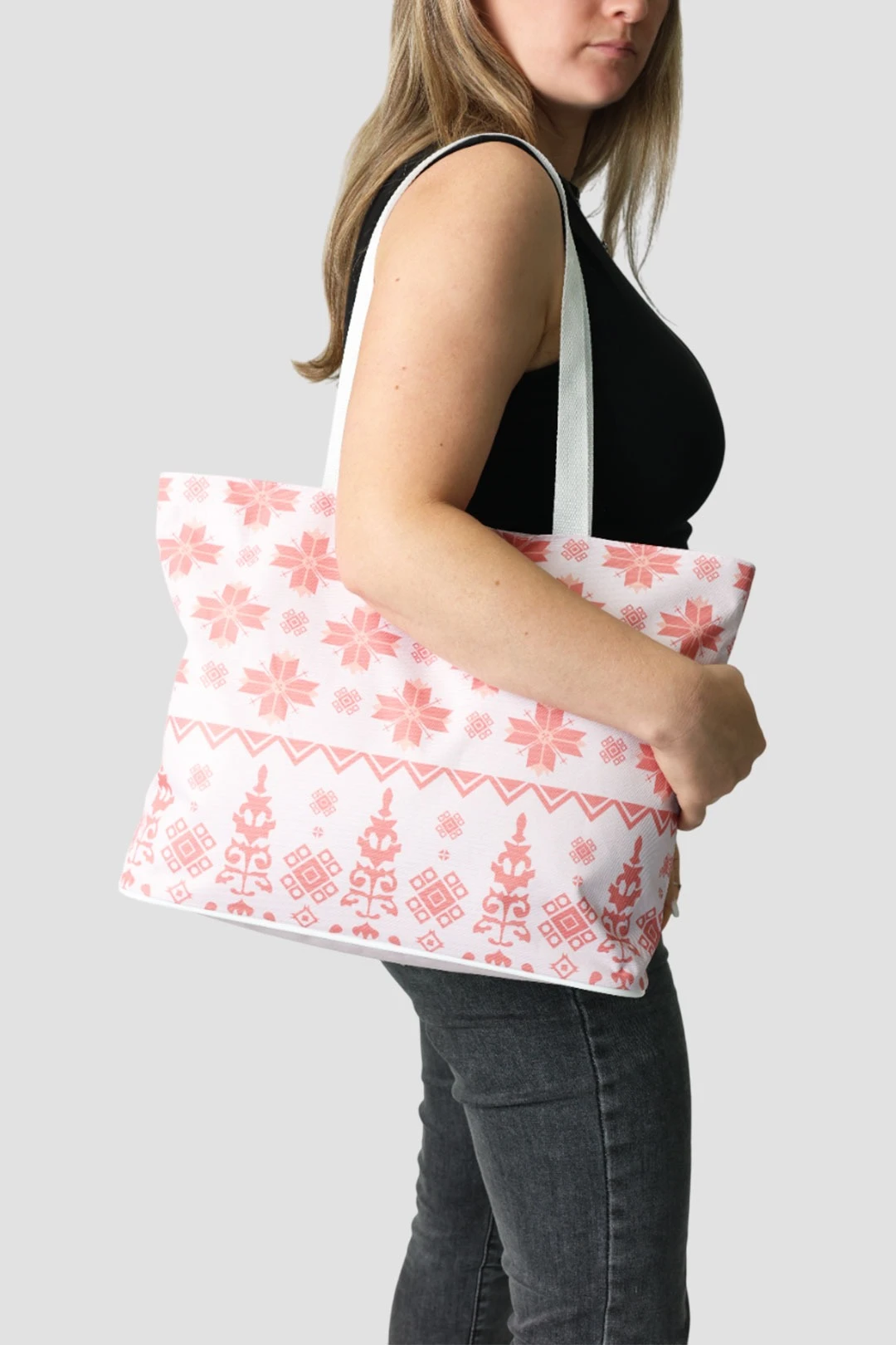 Купить сумку Тропикана из оксфорда 46х32х12 см, с принтом "Pink pattern"