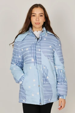 Купить куртку Винтер с капюшоном на синтепоне унисекс, с полной запечаткой "Snow Valley"