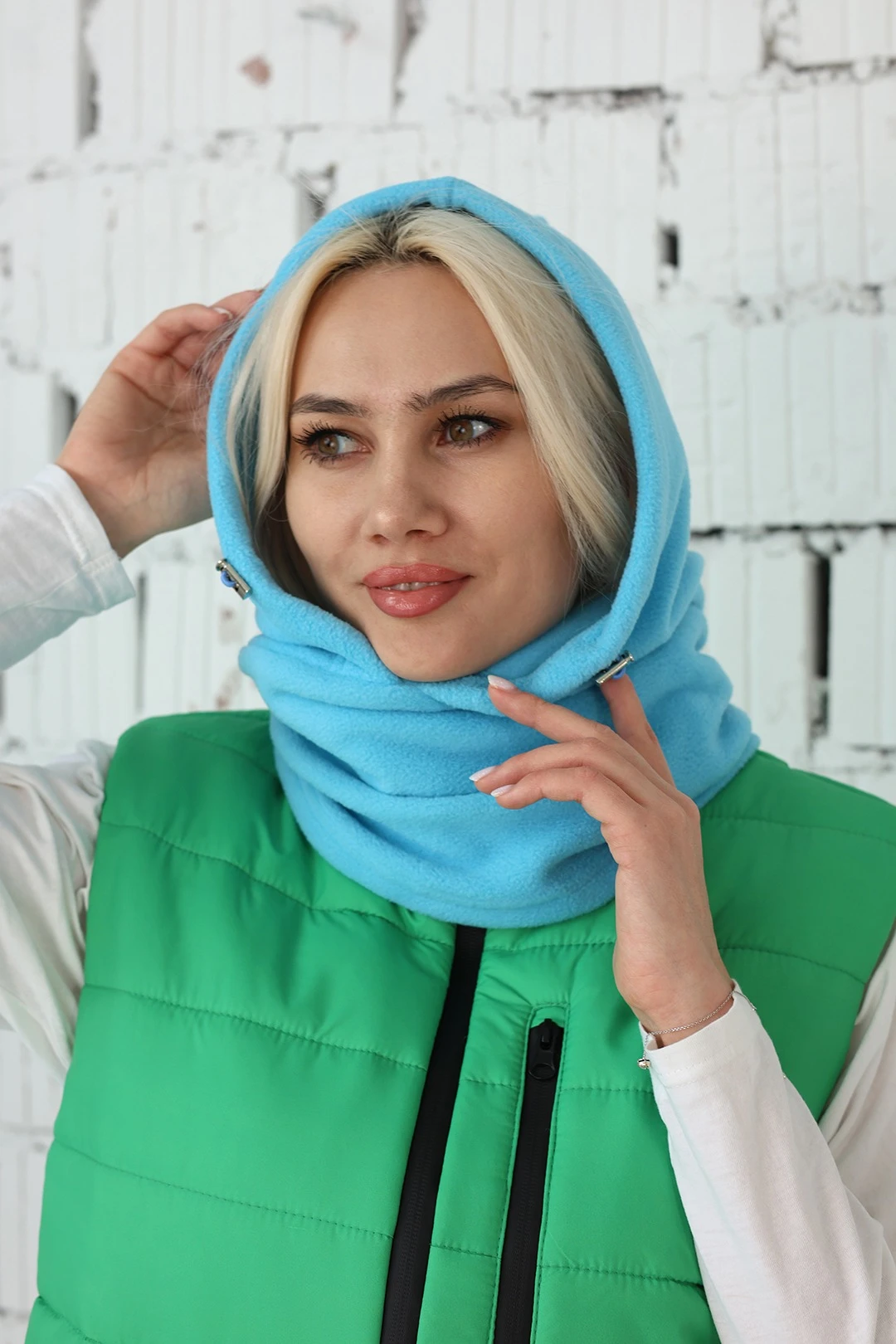 Капор Рейс флисовый взрослый, однотонный голубой#1 Капор Рейс флисовый взрослый, однотонный голубой#1