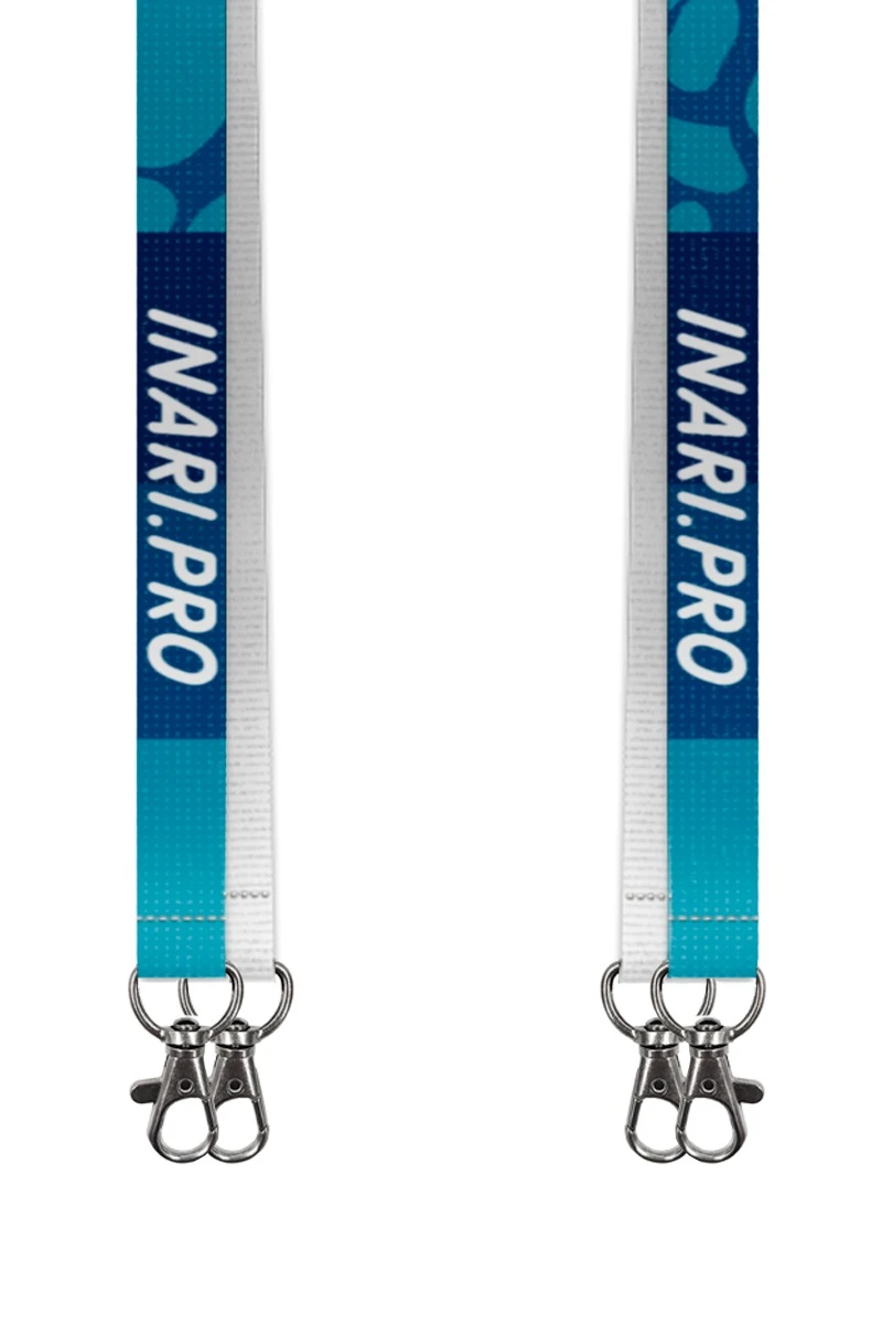 Купить ленту для бейджа блекаут ширина 1,5 см, с двумя карабинами-люкс, с печатью "Создаем будущее"