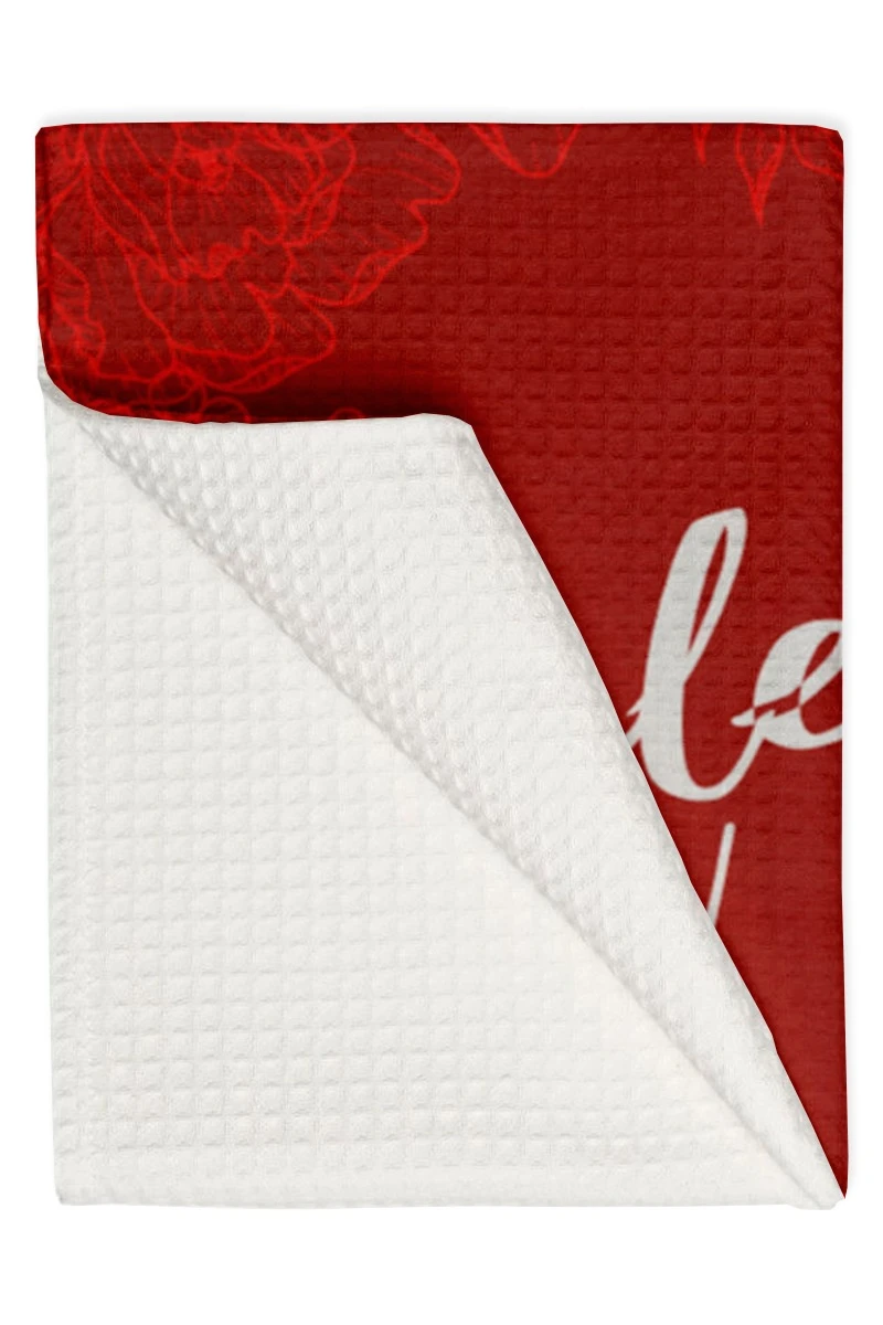 Полотенце вафельное 40х70 cм с печатью "Happy Valentine's day"#1 Полотенце вафельное 40х70 cм с печатью "Happy Valentine's day"#1