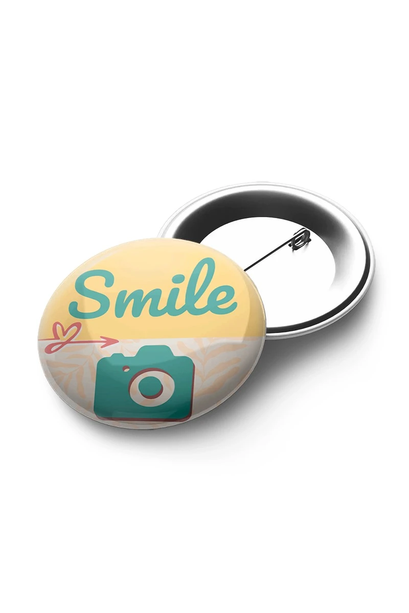 Купить значок закатной диаметр 44 мм, с принтом "Smile"