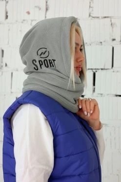 Купить капор Рейс флисовый взрослый, однотонный серый