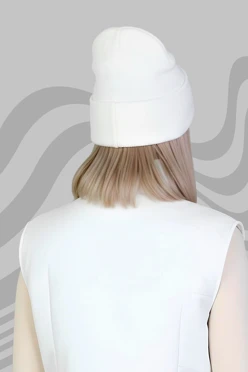 Шапка Филл двухслойная взрослая, однотонная белая#2