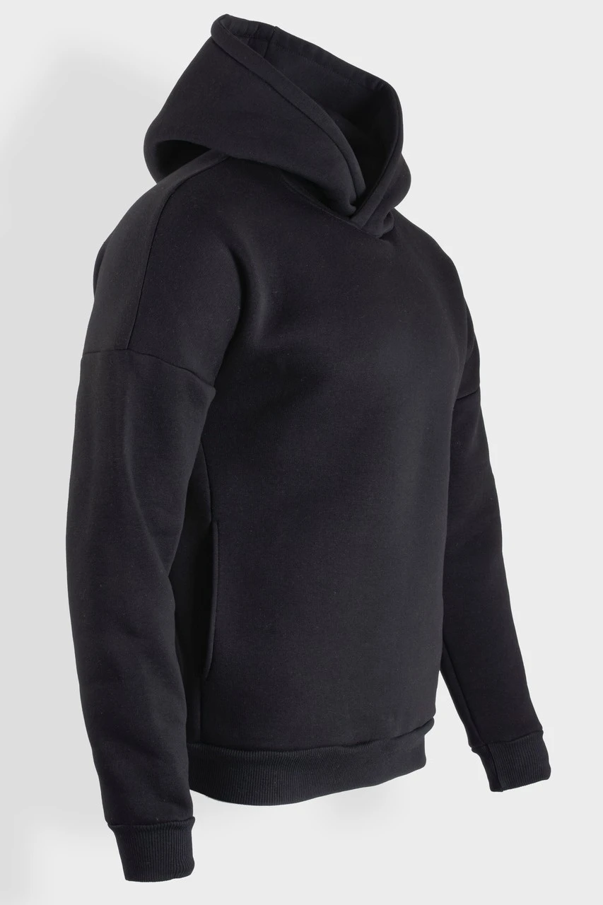 Купить худи Кинг из футера унисекс, однотонную черную