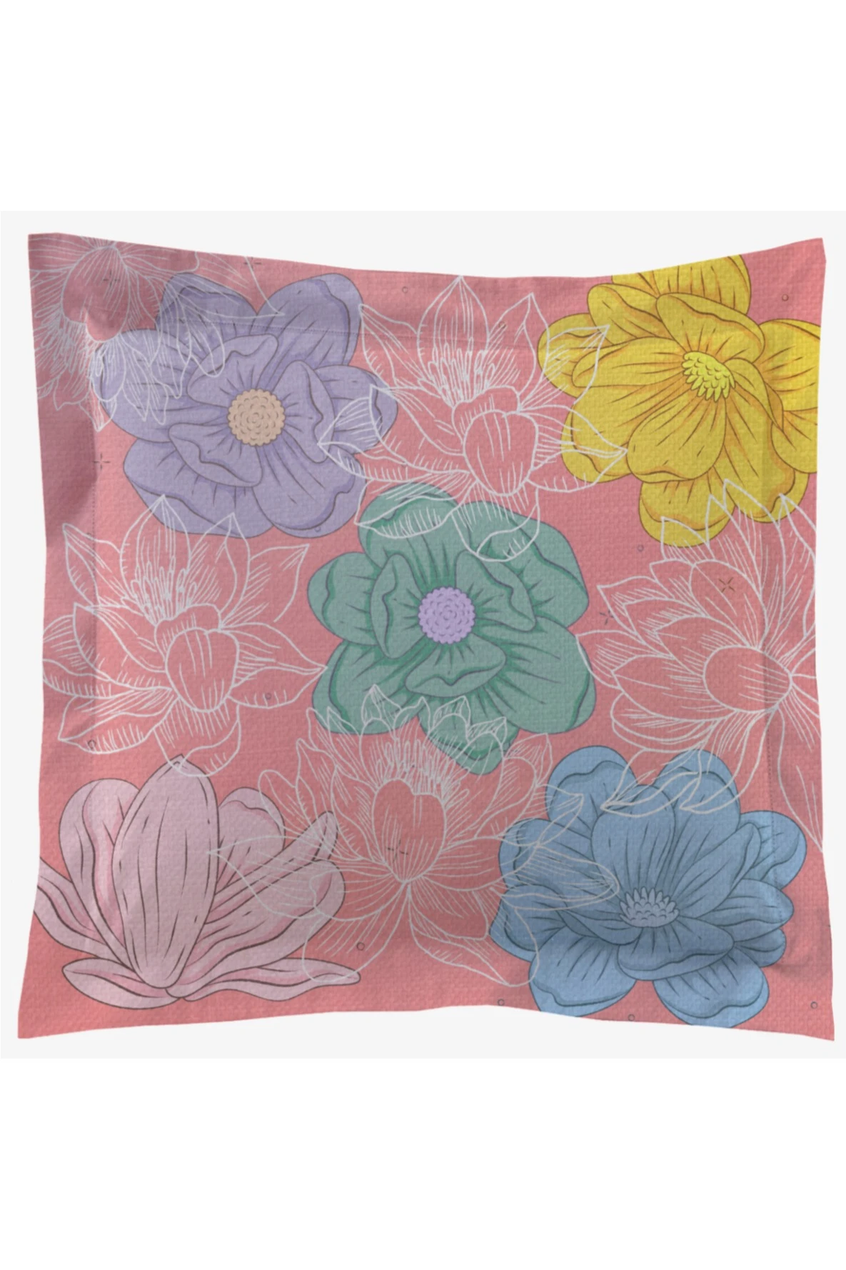 Купить подушку с бордюром 40х40 см, с принтом "Bloom"