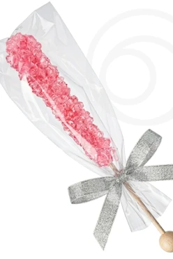 Леденец-кристалл рок кенди бирюзовый с серебряным кандурином