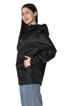 Купить ветровку Арчи с капюшоном унисекс, однотонная черную