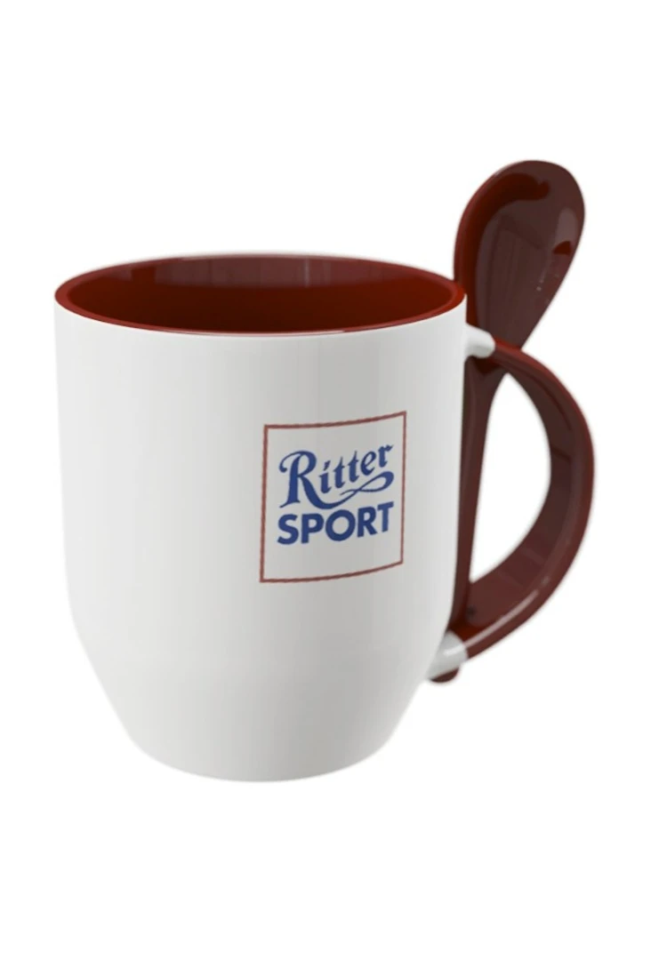 Кружка двухцветная с ложкой, с печатью#2