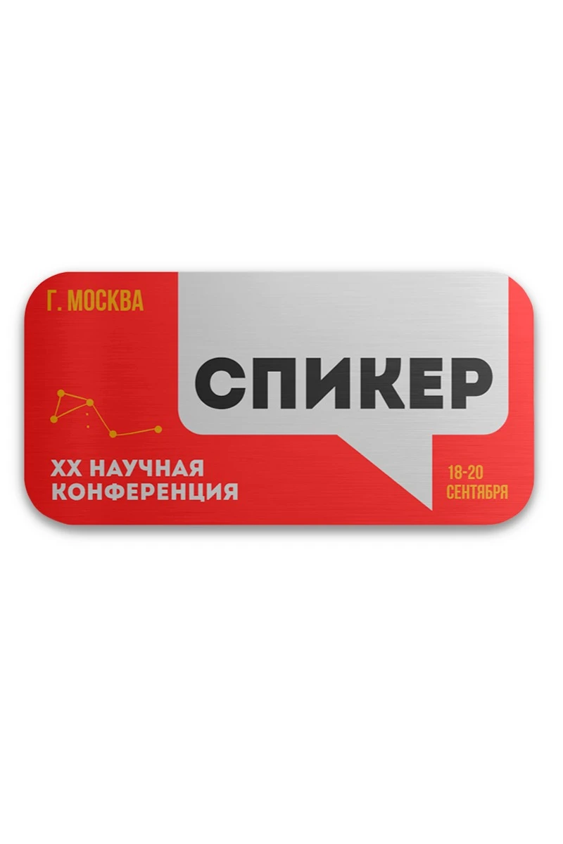 Купить бейдж металлический 30х60 мм без окна "Спикер"