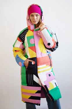 Пуховик Берлин с подкладом из лебяжьего пуха унисекс, с полной запечаткой#1