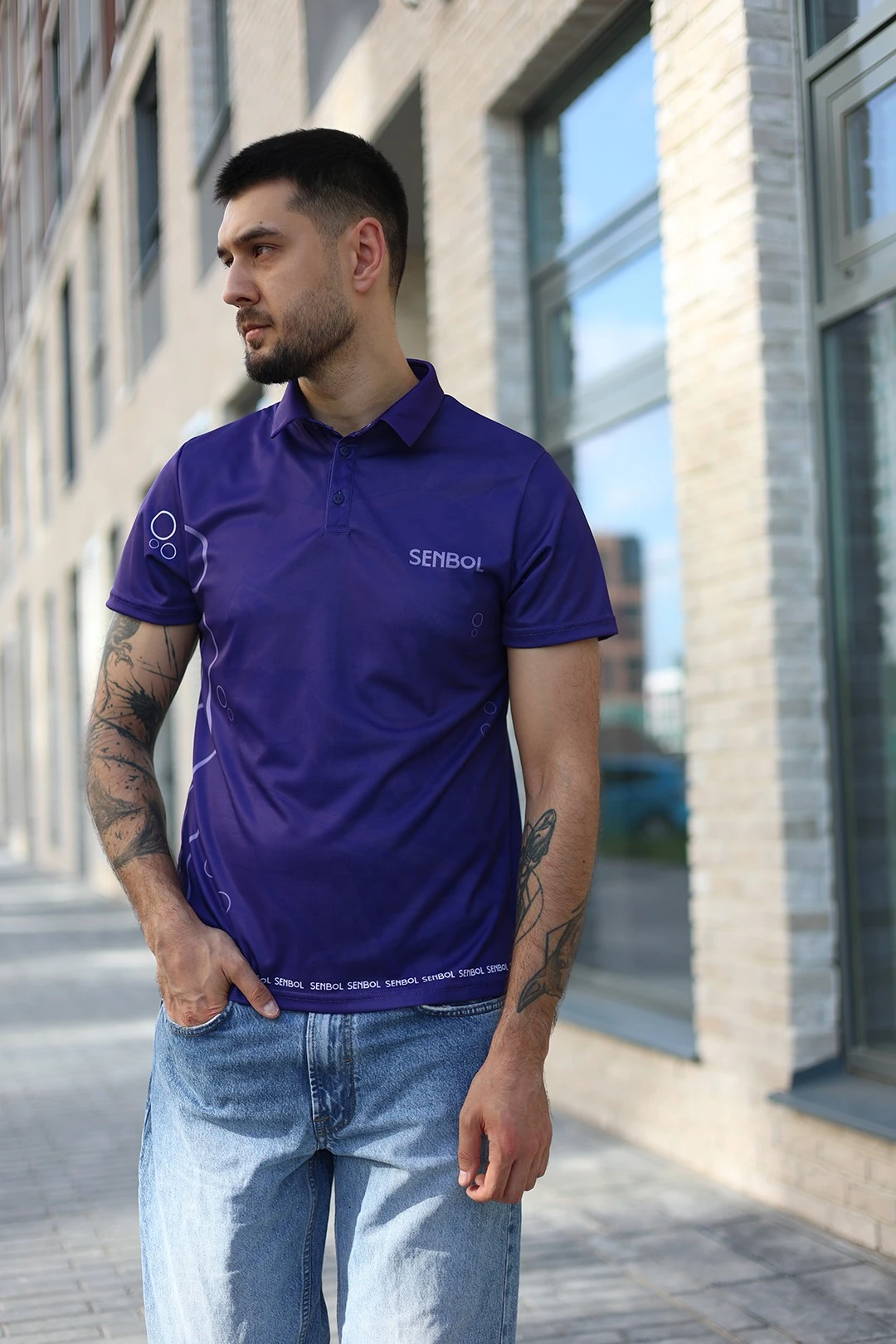Поло Стар унисекс из ложной сетки с полной запечаткой "Senbol"#3 Поло Стар унисекс из ложной сетки с полной запечаткой "Senbol"#3