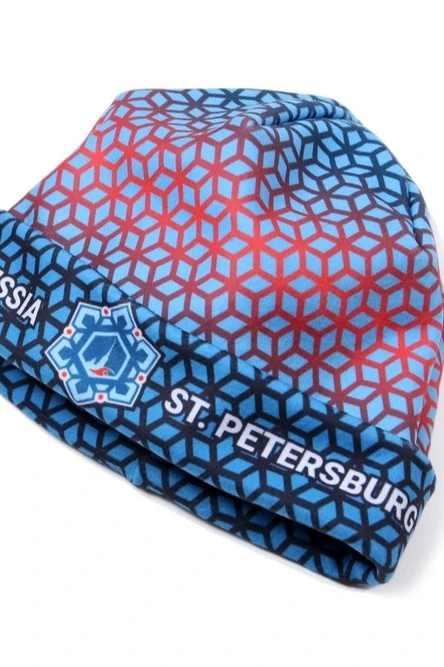 Шапка Лофт флисовая двухслойная взрослая, с полной запечаткой "St. Petrsburg"#1