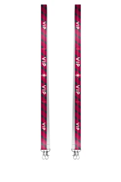 Купить ленту для бейджа блекаут ширина 1,5 см, с двумя карабинами-люкс, с печатью "VIP"