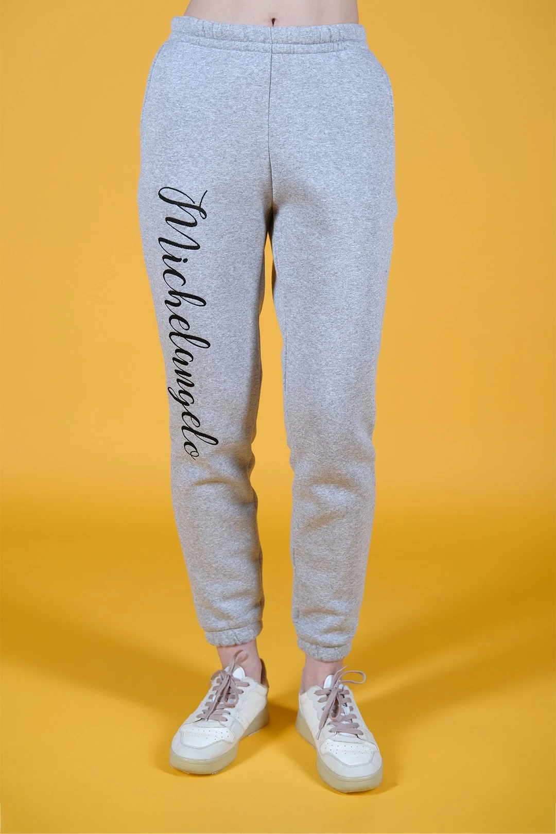 Брюки Хит из футера с начесом женские, однотонные меланж#2