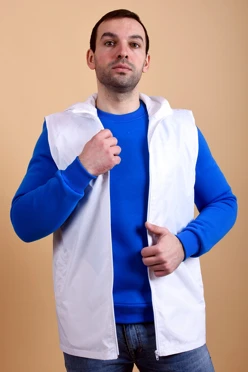 Купить жилет Профи с капюшоном унисекс белый