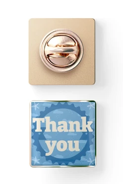 Значок заливной Квадрат 17х17 мм, с принтом "Thank you"#1