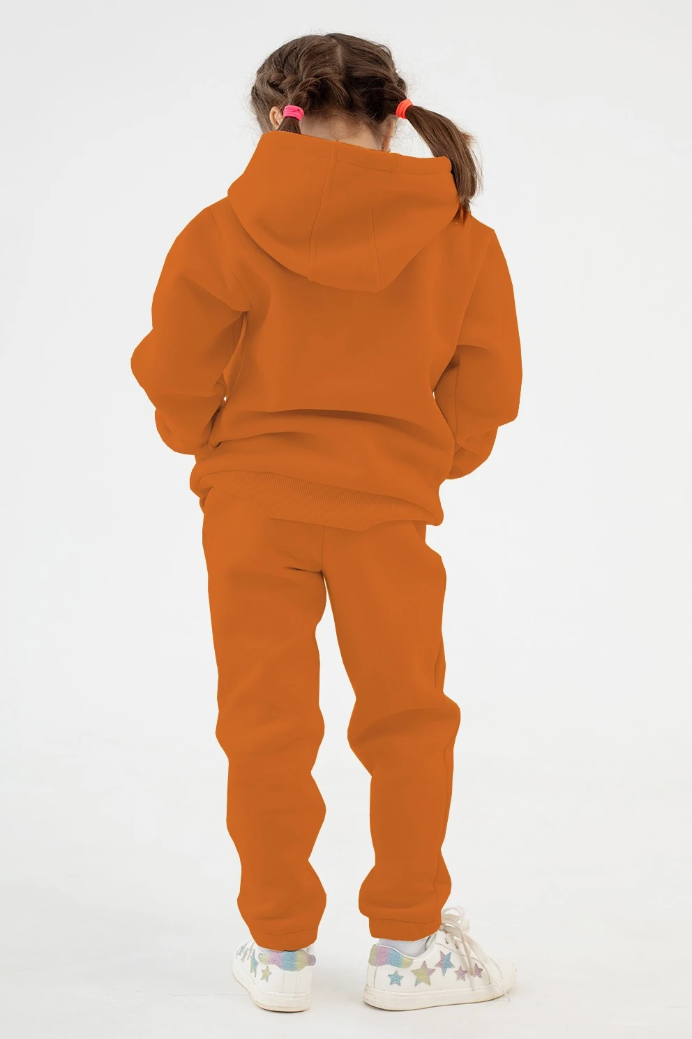 Брюки Хит из футера с начесом детские, однотонные оранжевые#1
