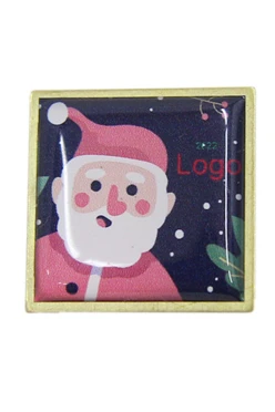 Значок заливной Квадрат 25х25 мм, с принтом "Santa"#1